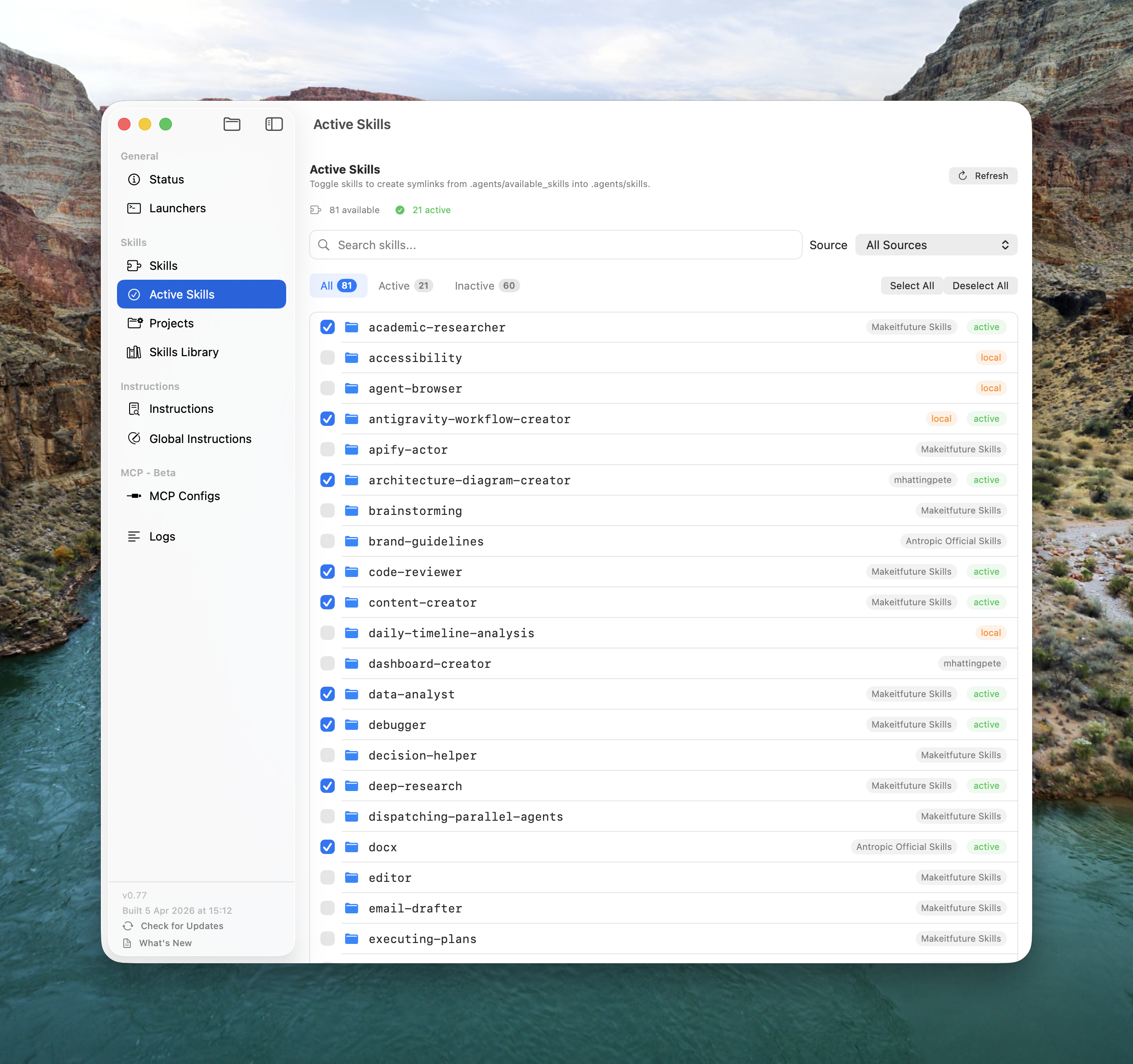 Active Skills Toggle View